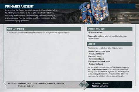 Minas Tirith Battlehost Quickstart Guide. . Primaris ancient datasheet